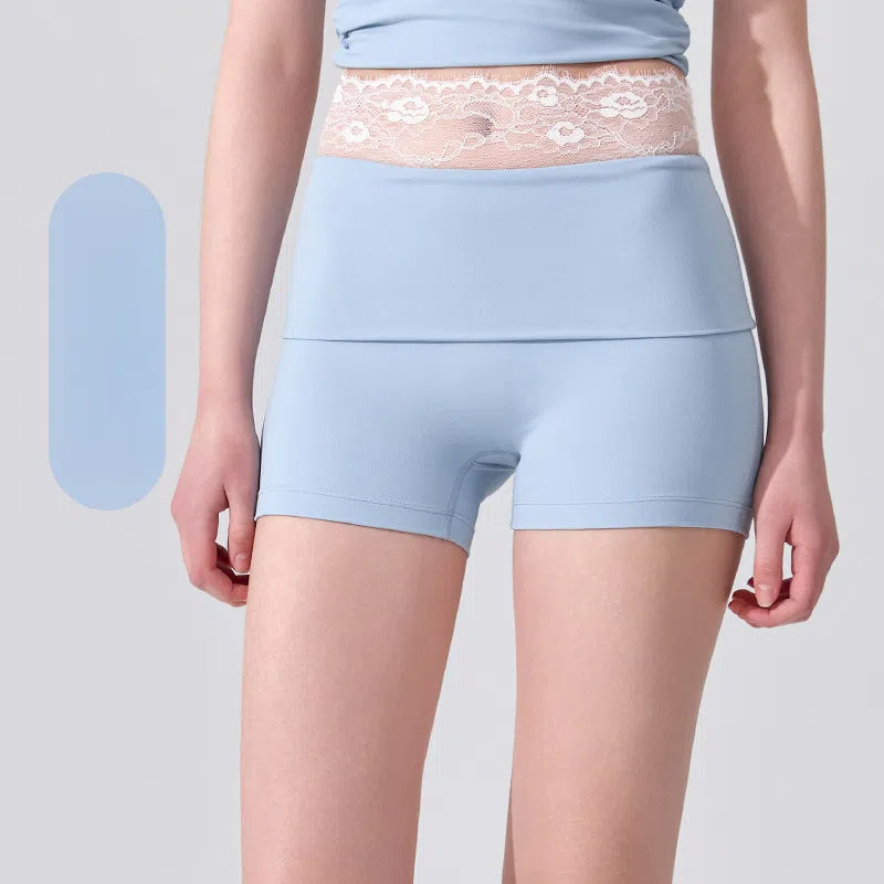 Lace panels, Slim fit, Slim design, High-waisted anti-light three-point pants