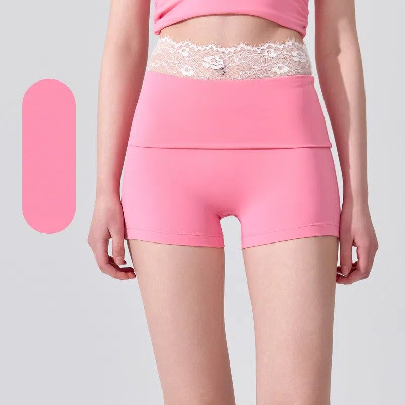 Lace panels, Slim fit, Slim design, High-waisted anti-light three-point pants