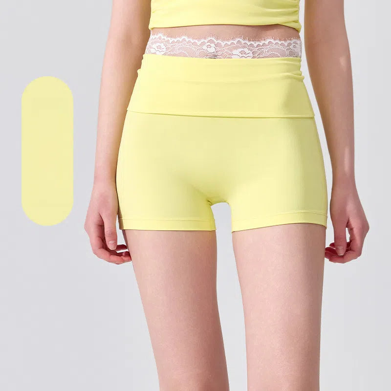 Lace panels, Slim fit, Slim design, High-waisted anti-light three-point pants