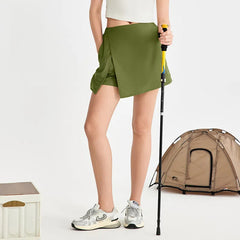 High-waisted slit A-line women's anti-walking stitching tennis culottes