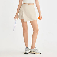 High-waisted slit A-line women's anti-walking stitching tennis culottes