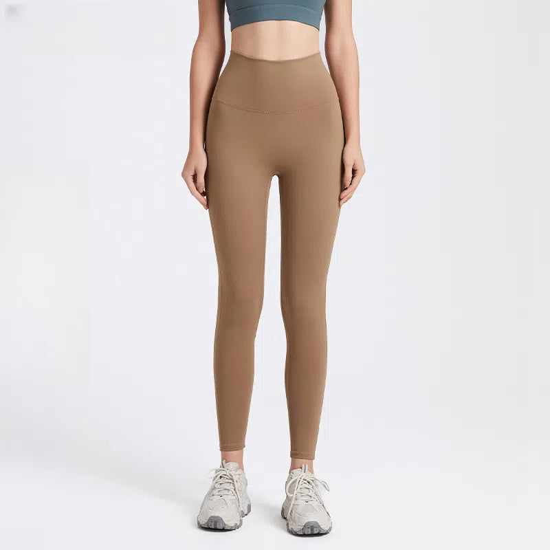 Nude peach buttocks dance training stretch tight sports tight cropped pants
