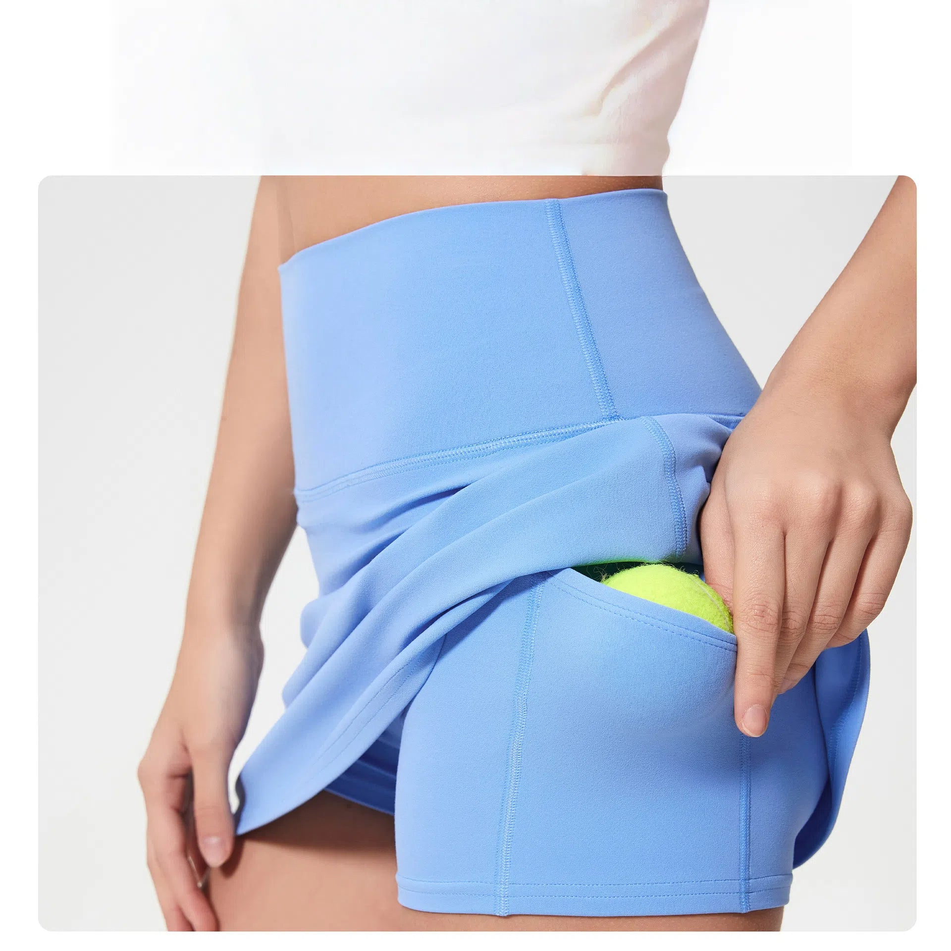 A high-waisted lined anti-walking women's lightweight and breathable tennis skirt