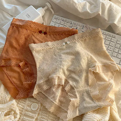 Tummy tucks and hip lifts lace cotton high-waisted seamless briefs