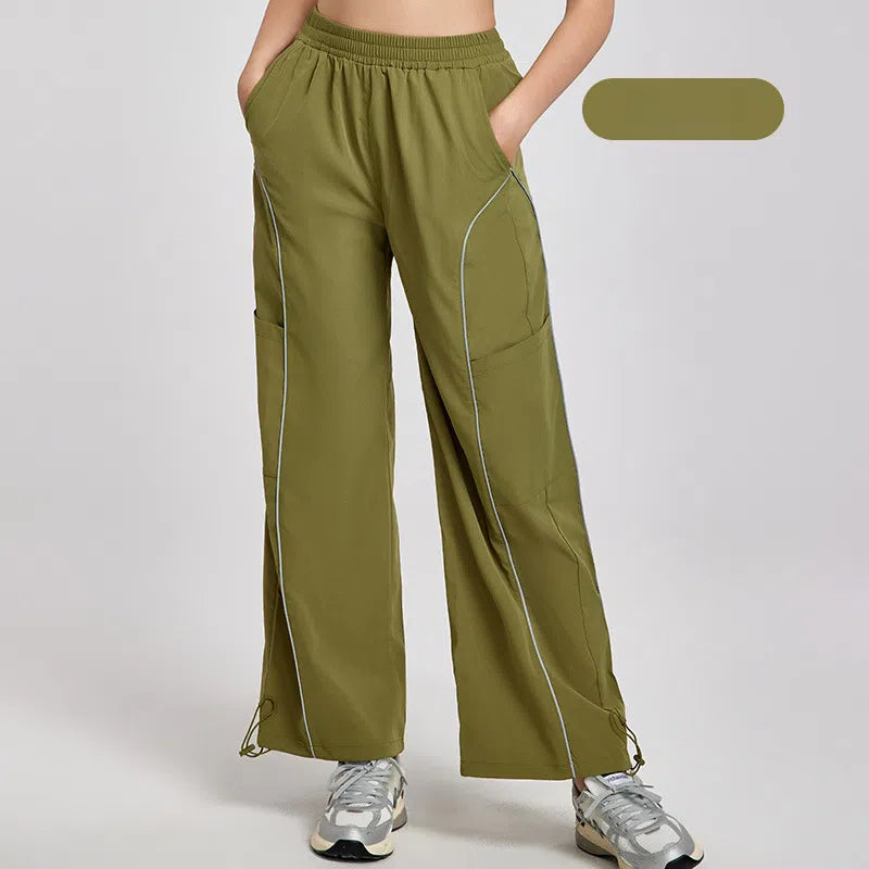 Loose, Casual, Versatile, Reflective cargo pants, Sweatpants, Wide-leg pants
