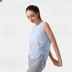 Loose, Lightweight, Breathable hem, Drawstring, Running training, Yoga sleeveless cover-up