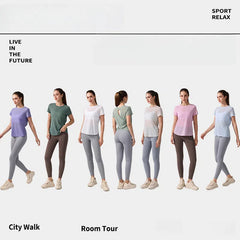 Refreshing, Breathable, Skin-friendly running training fitness crewneck beauty back short-sleeved smock