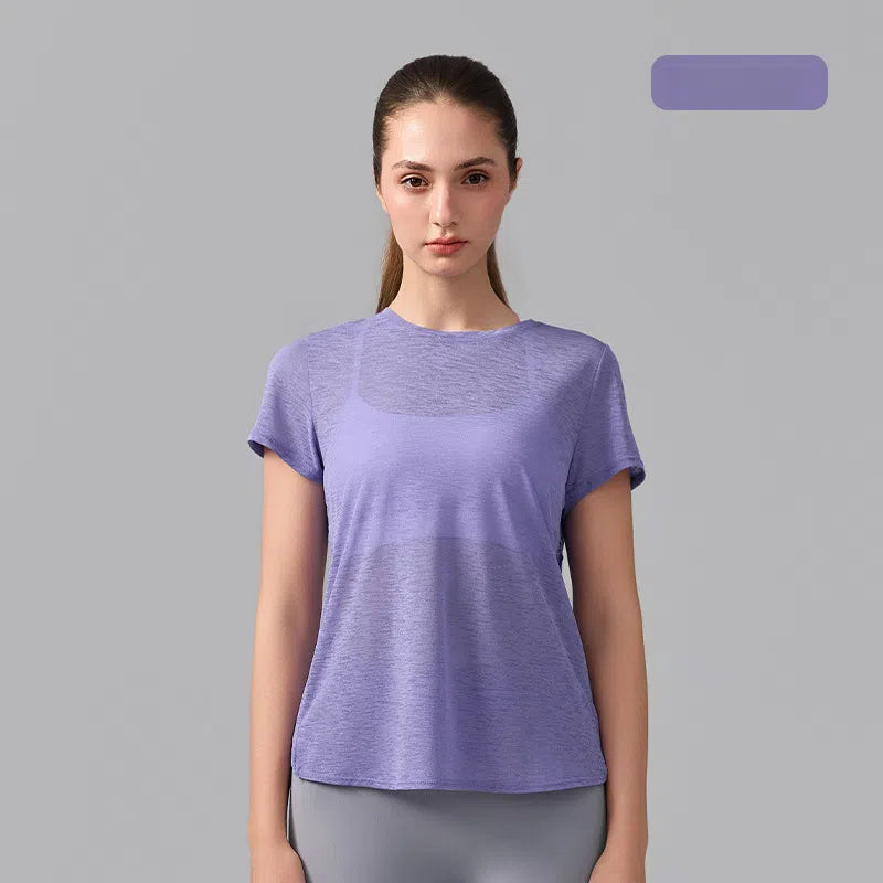 Refreshing, Breathable, Skin-friendly running training fitness crewneck beauty back short-sleeved smock