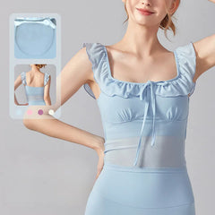 Ruffled small flying sleeves, Gentle wind mesh breathable, Thin temperament, Short sleeves