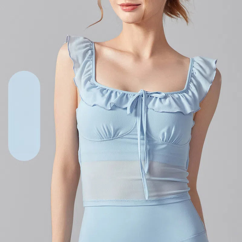 Ruffled small flying sleeves, Gentle wind mesh breathable, Thin temperament, Short sleeves
