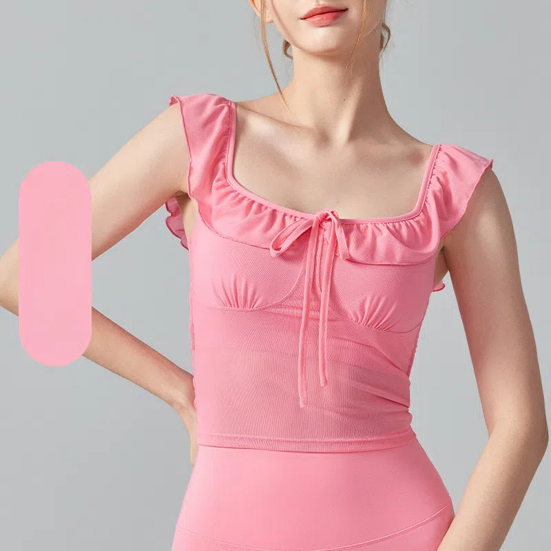 Ruffled small flying sleeves, Gentle wind mesh breathable, Thin temperament, Short sleeves