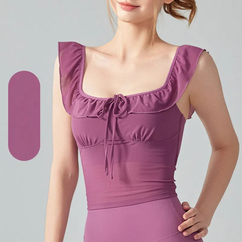 Ruffled small flying sleeves, Gentle wind mesh breathable, Thin temperament, Short sleeves
