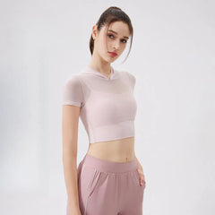 Hooded mesh running quick-drying sports short sleeves