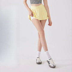 Nude high-waisted anti-walking tutu skirt running sports tennis skirt