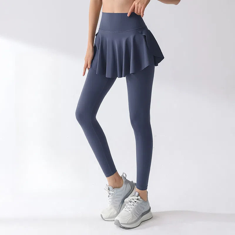 High-waisted, Hip-lifting, Quick-drying, Breathable skirt fake two running fitness track pants