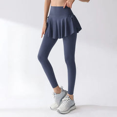 High-waisted, Hip-lifting, Quick-drying, Breathable skirt fake two running fitness track pants
