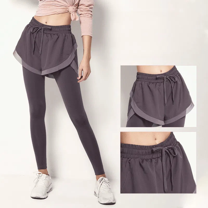 Stretch slim fit fake two yoga yoga running gym pants