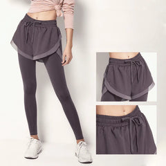 Stretch slim fit fake two yoga yoga running gym pants