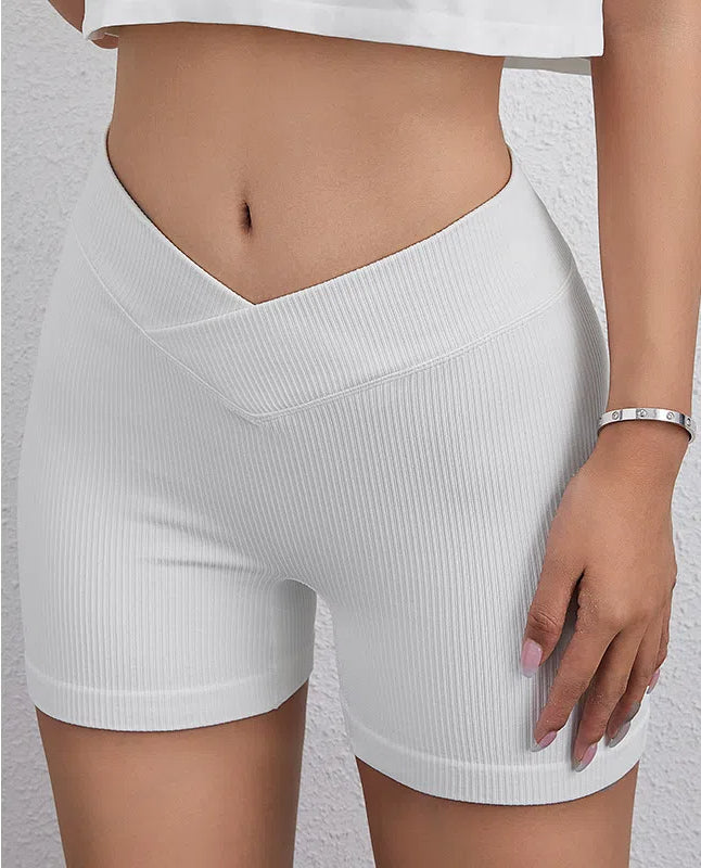 Threaded high-stretch V-waist athletic shorts
