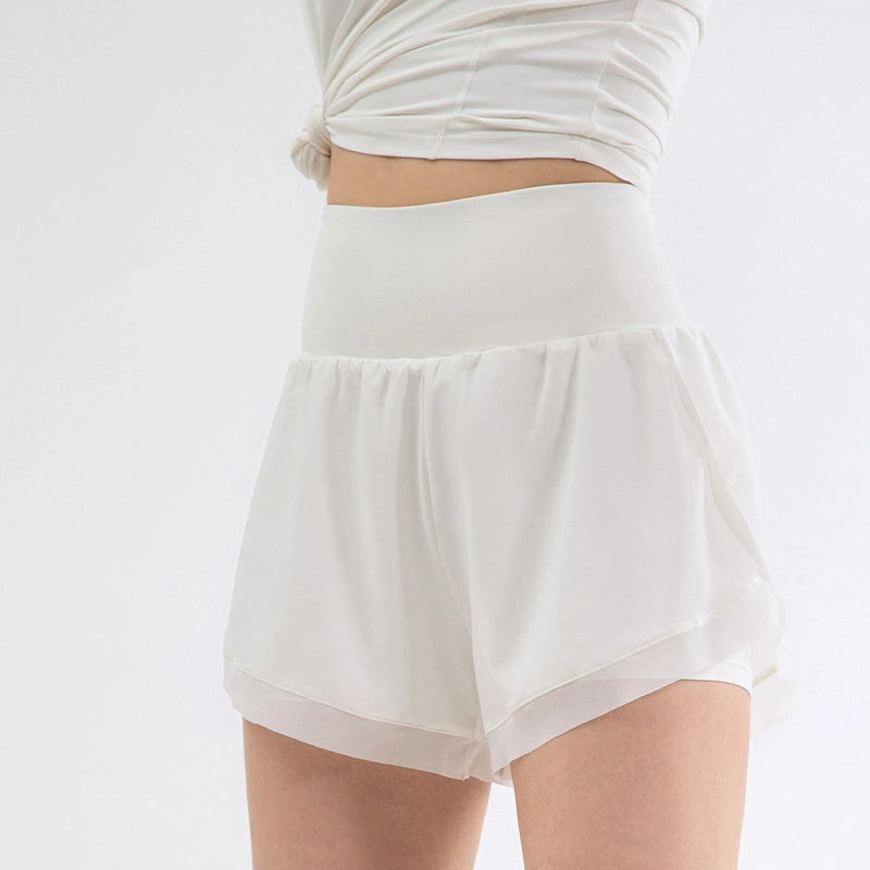Fake two high-waisted belly-tucked pocket shorts