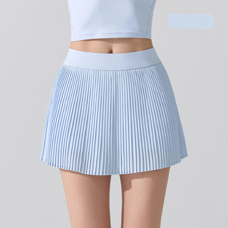Anti-walking light wrap hip tennis pleated skirt