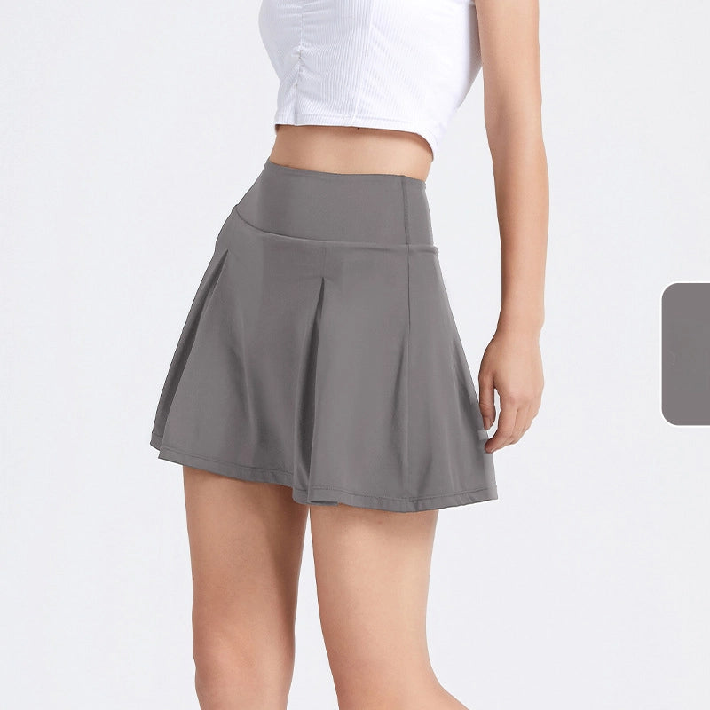 Cool sunscreen shirred high-waisted slimming tennis skirt