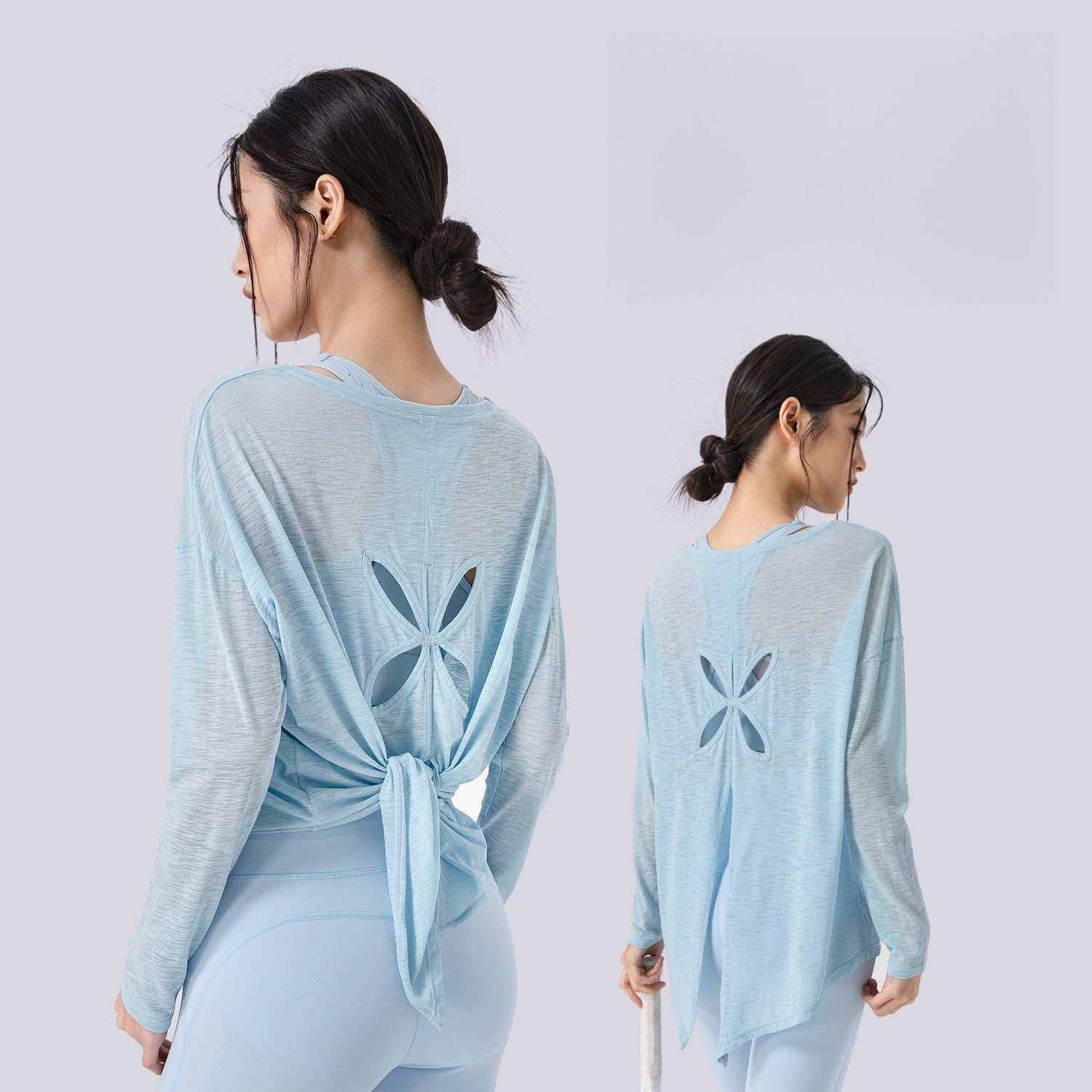 Slit slimming and light loose sports fitness long-sleeved top