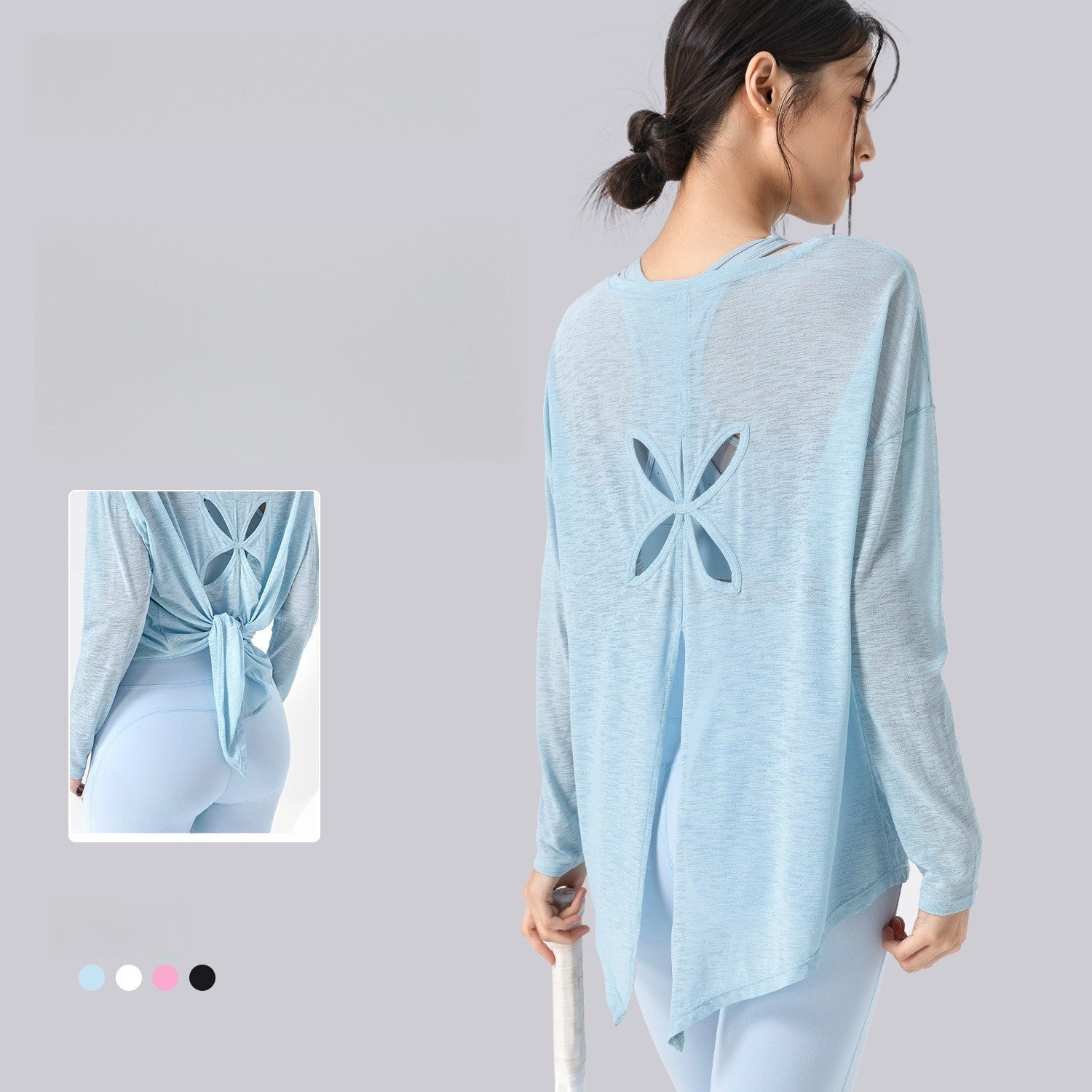 Slit slimming and light loose sports fitness long-sleeved top