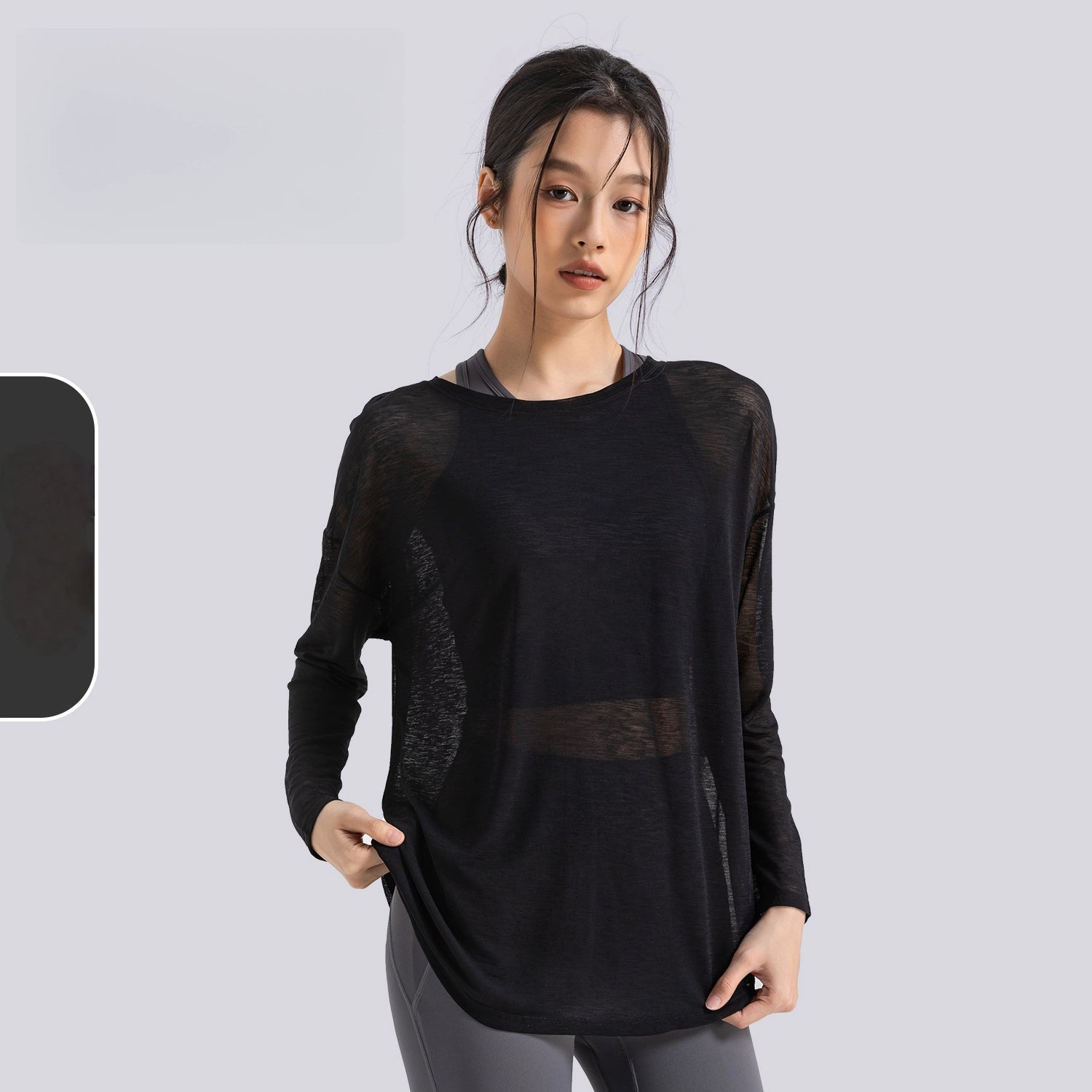 Slit slimming and light loose sports fitness long-sleeved top
