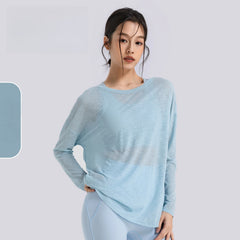 Slit slimming and light loose sports fitness long-sleeved top