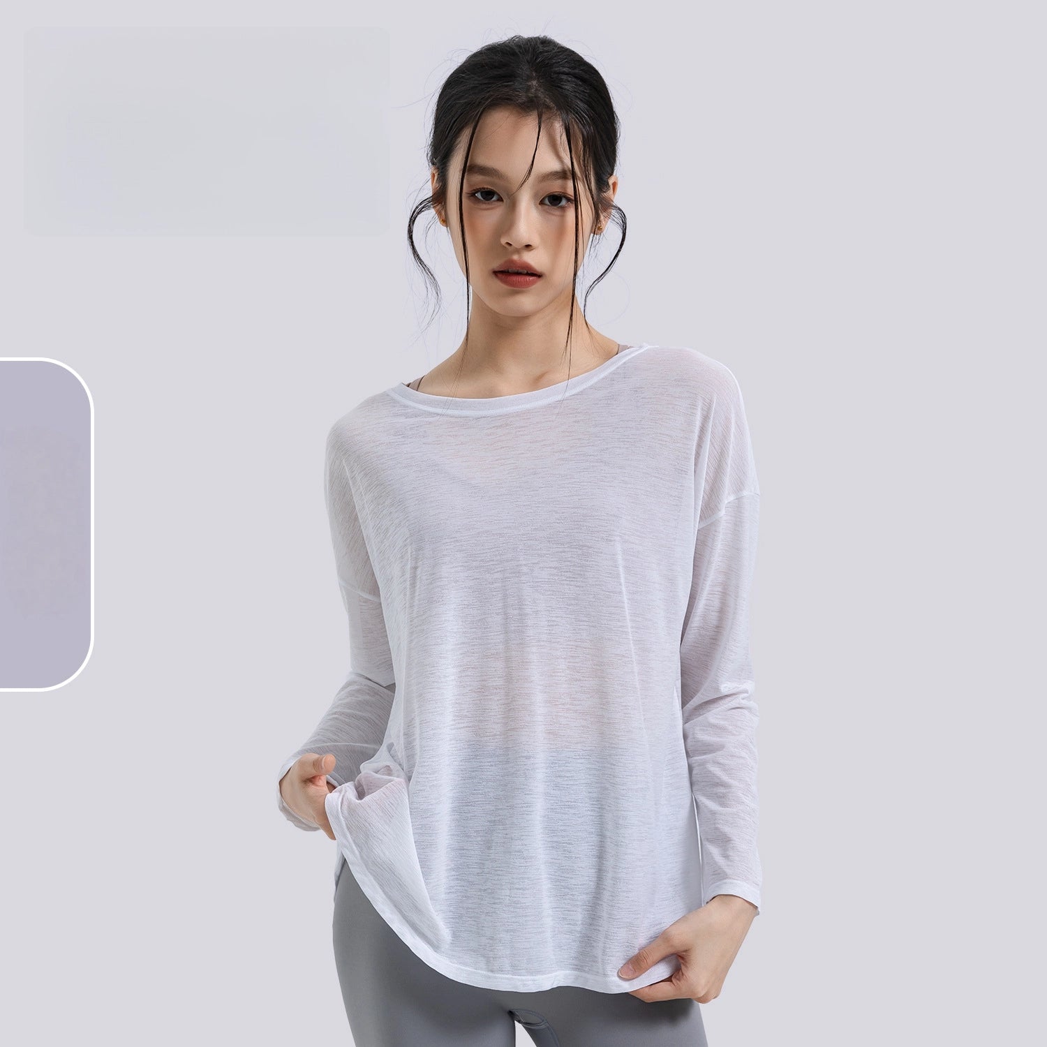 Slit slimming and light loose sports fitness long-sleeved top