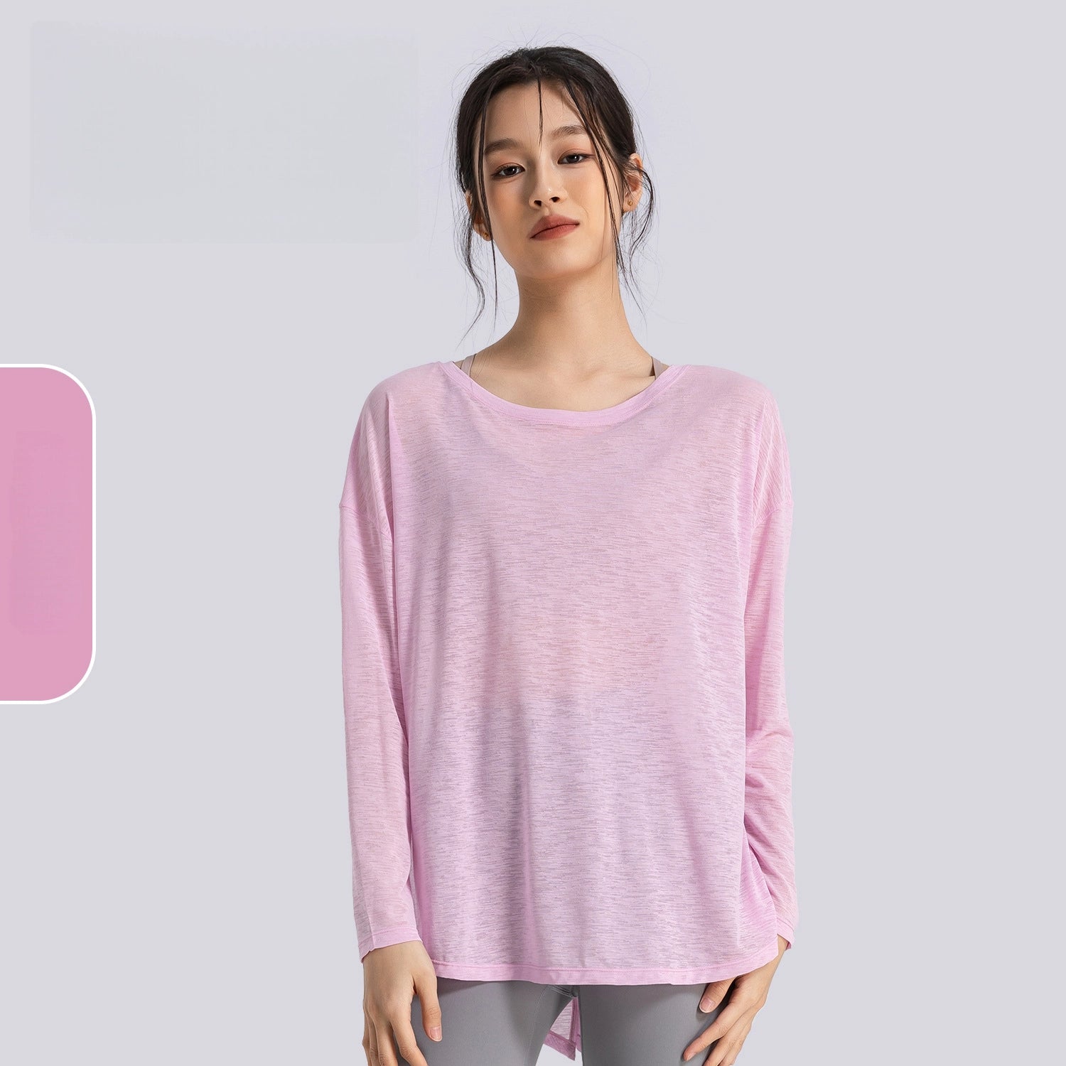 Slit slimming and light loose sports fitness long-sleeved top