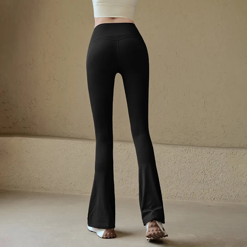 Fashionable peach hip flared pants