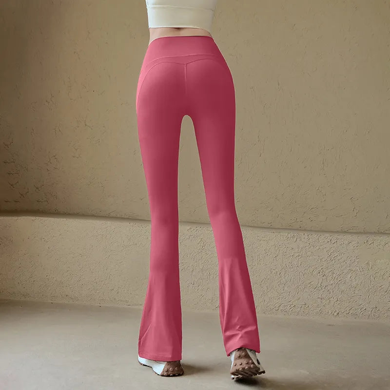 Fashionable peach hip flared pants