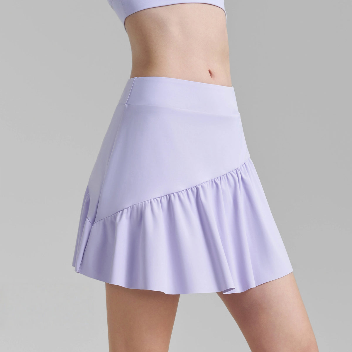 Anti-shine high-waisted ruffled sports skirt