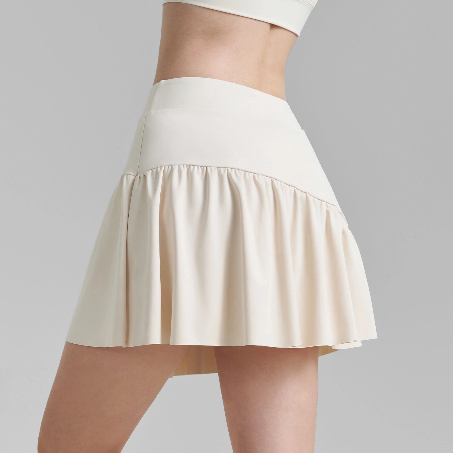 Anti-shine high-waisted ruffled sports skirt