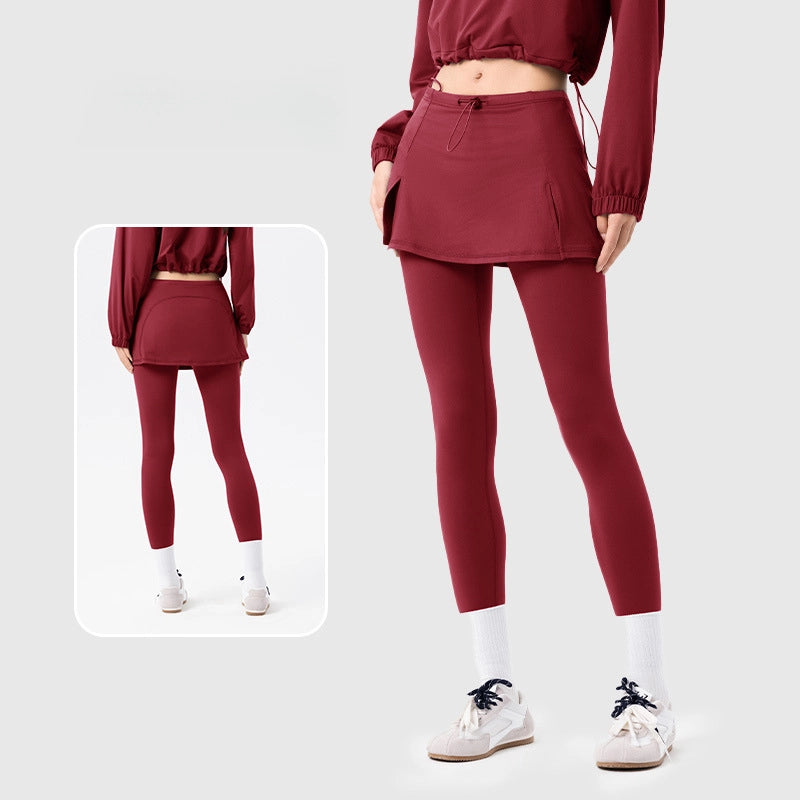 Fake two pieces of thin fleece running training sweatpants