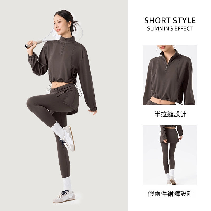 Fake two pieces of thin fleece running training sweatpants