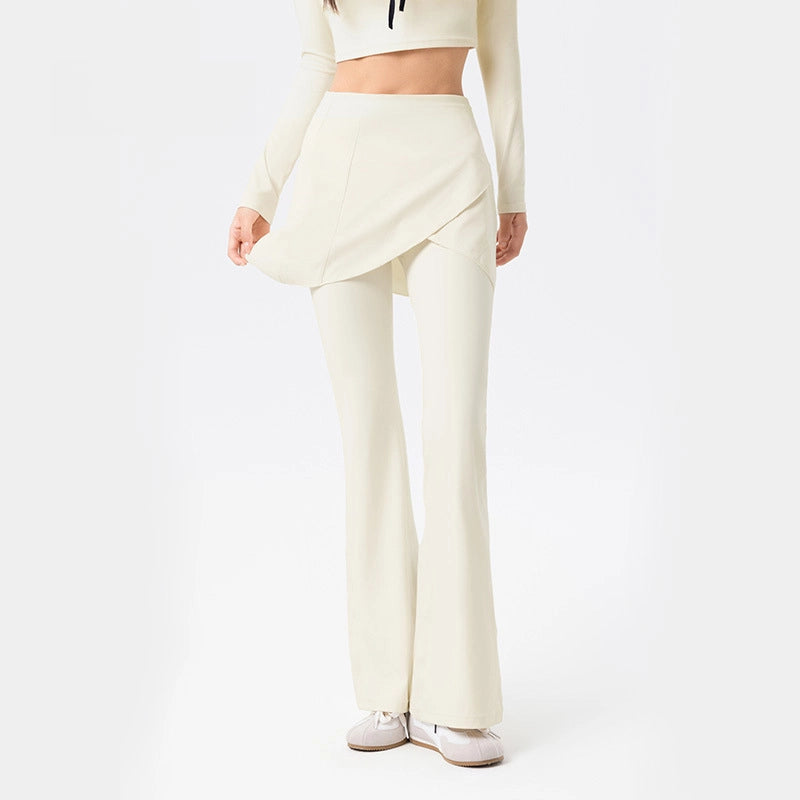 Fake two pieces of laminated yoga bootcut gym pants