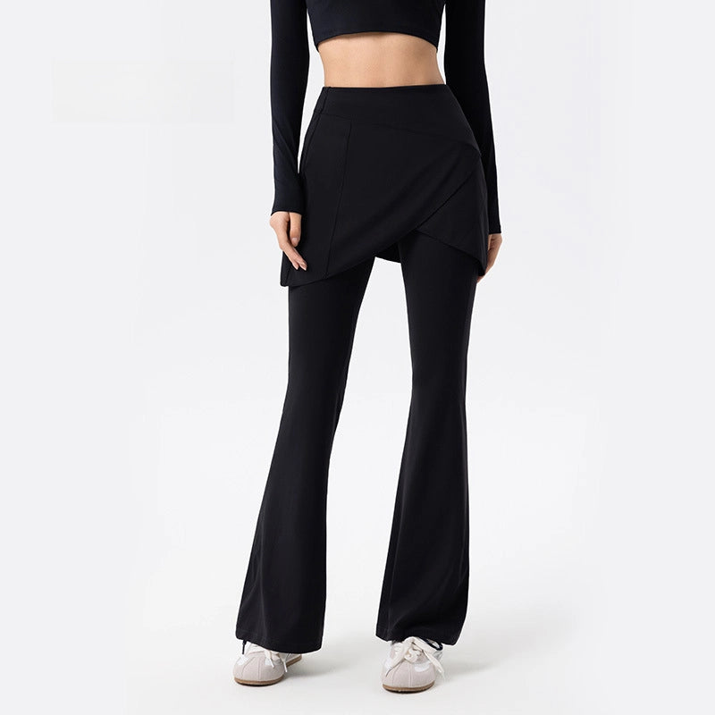 Fake two pieces of laminated yoga bootcut gym pants