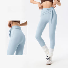 Peach hip cross-strap tummy tucking gym pants