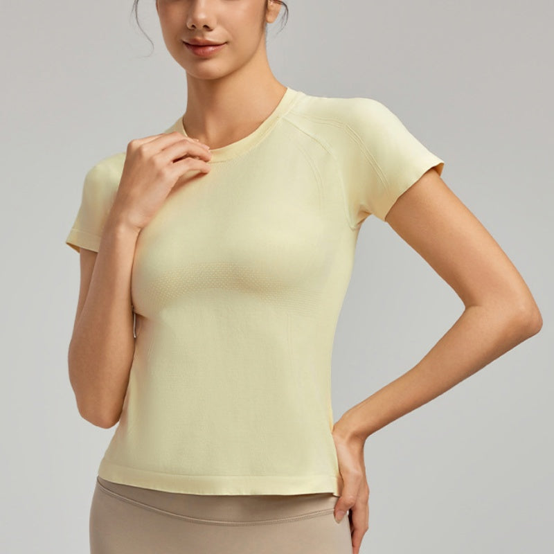 Nude seamless breathable yoga short sleeves