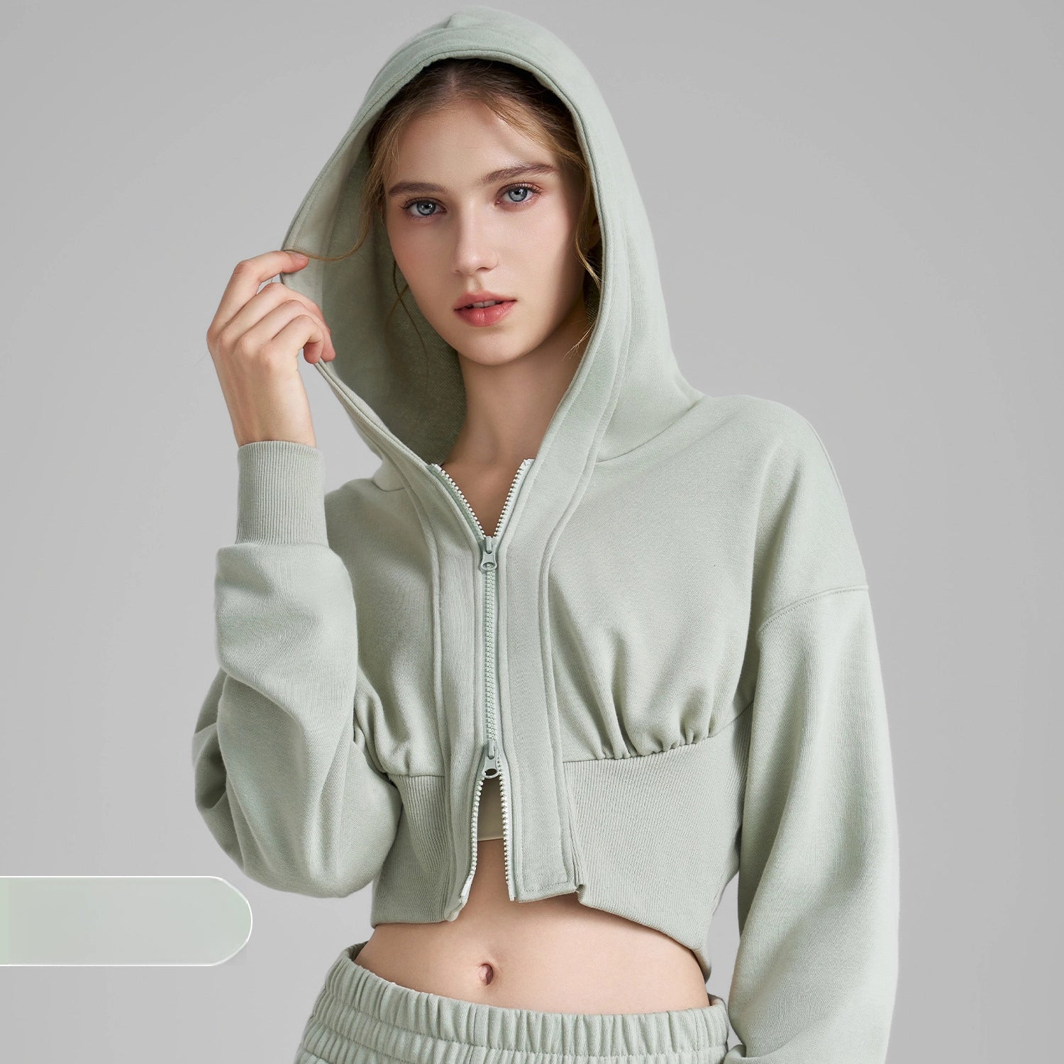 Double zip short waist running sports jacket