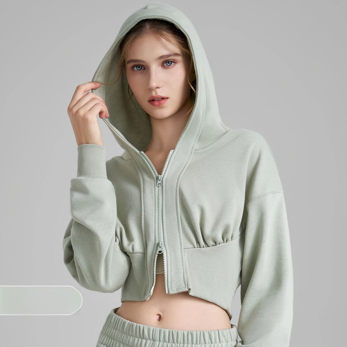 Double zip short waist running sports jacket