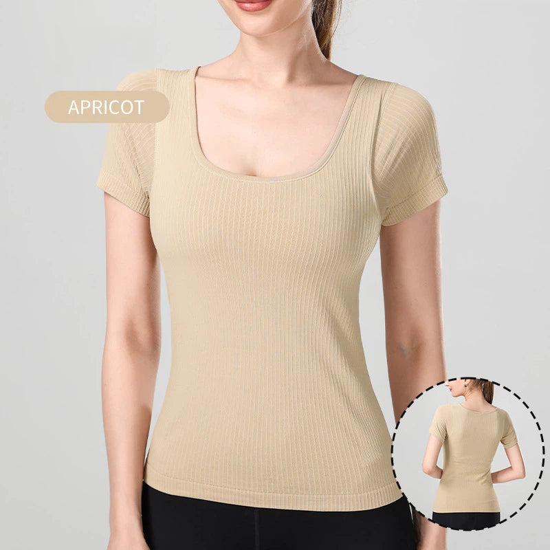 Knitted ribbed yoga short sleeves