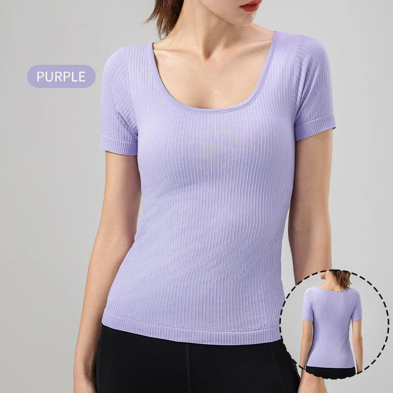Knitted ribbed yoga short sleeves
