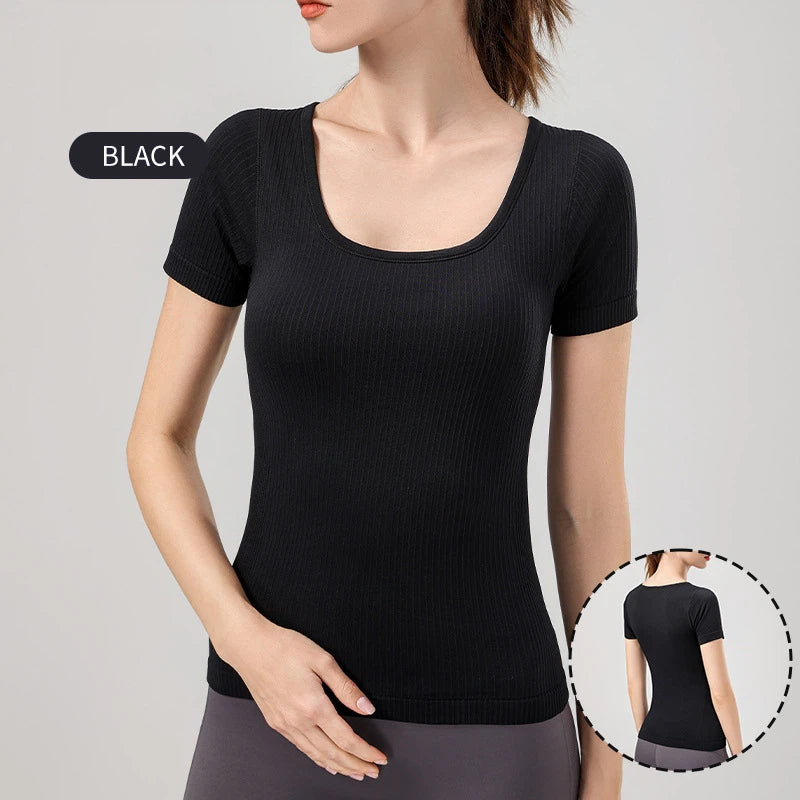 Knitted ribbed yoga short sleeves