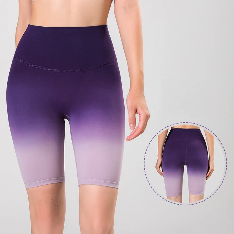 High-waisted hip-lifting gradient cropped pants
