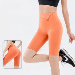 High-waisted stretch cycling five-point yoga pants