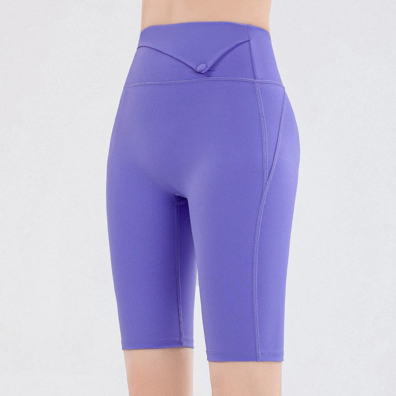 High-waisted stretch cycling five-point yoga pants